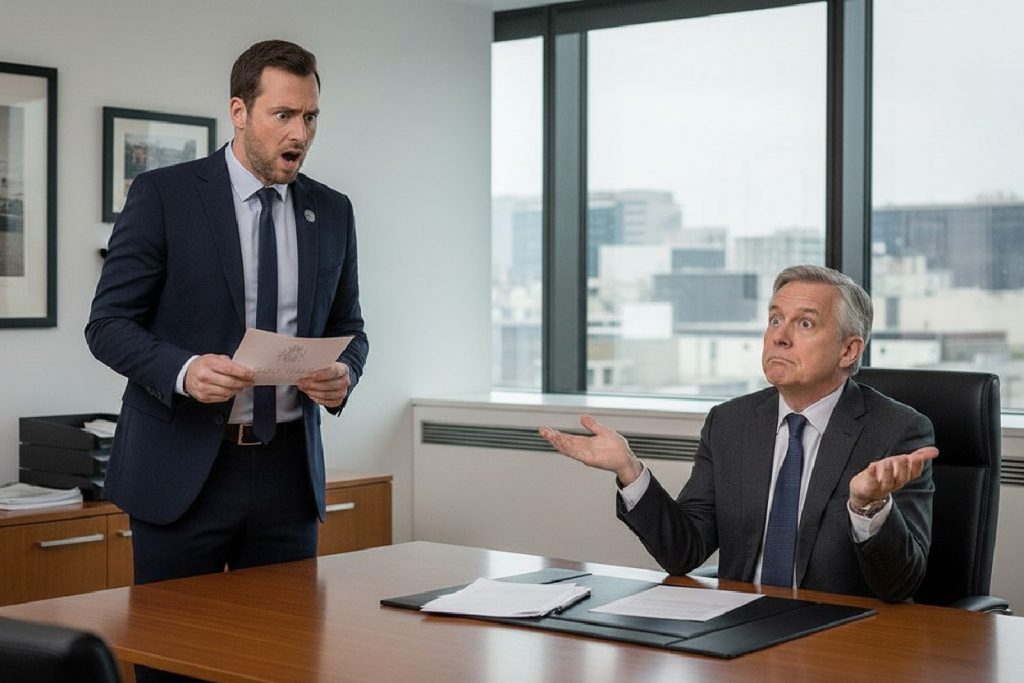 Imagen sobre un cliente pidiendo explicaciones en la sucursal del banco